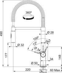 FRANKE 115.0486.993 FOX PRO Einhebelmischer / Spültischarmatur, Chrom